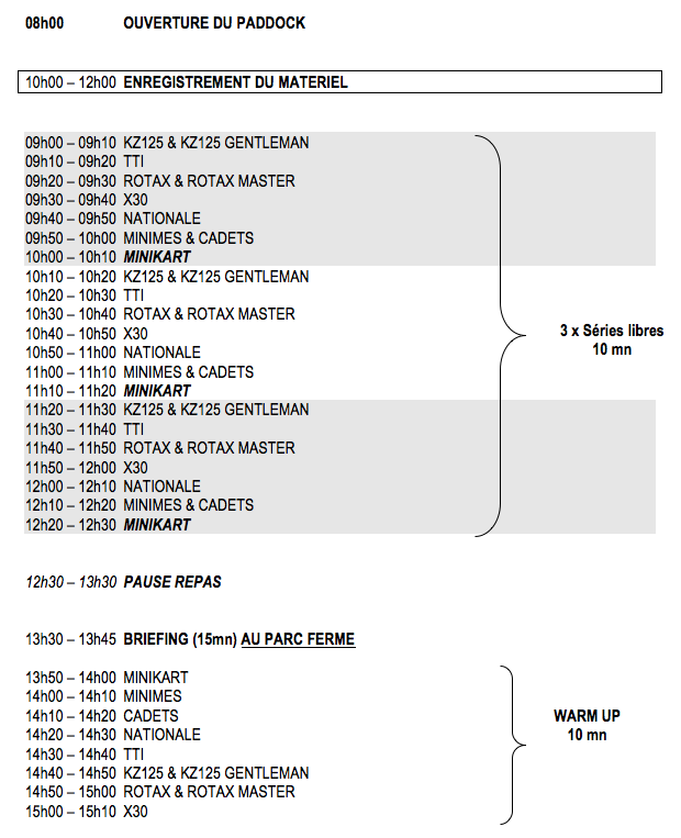 Horaires Valence nocture karting 1