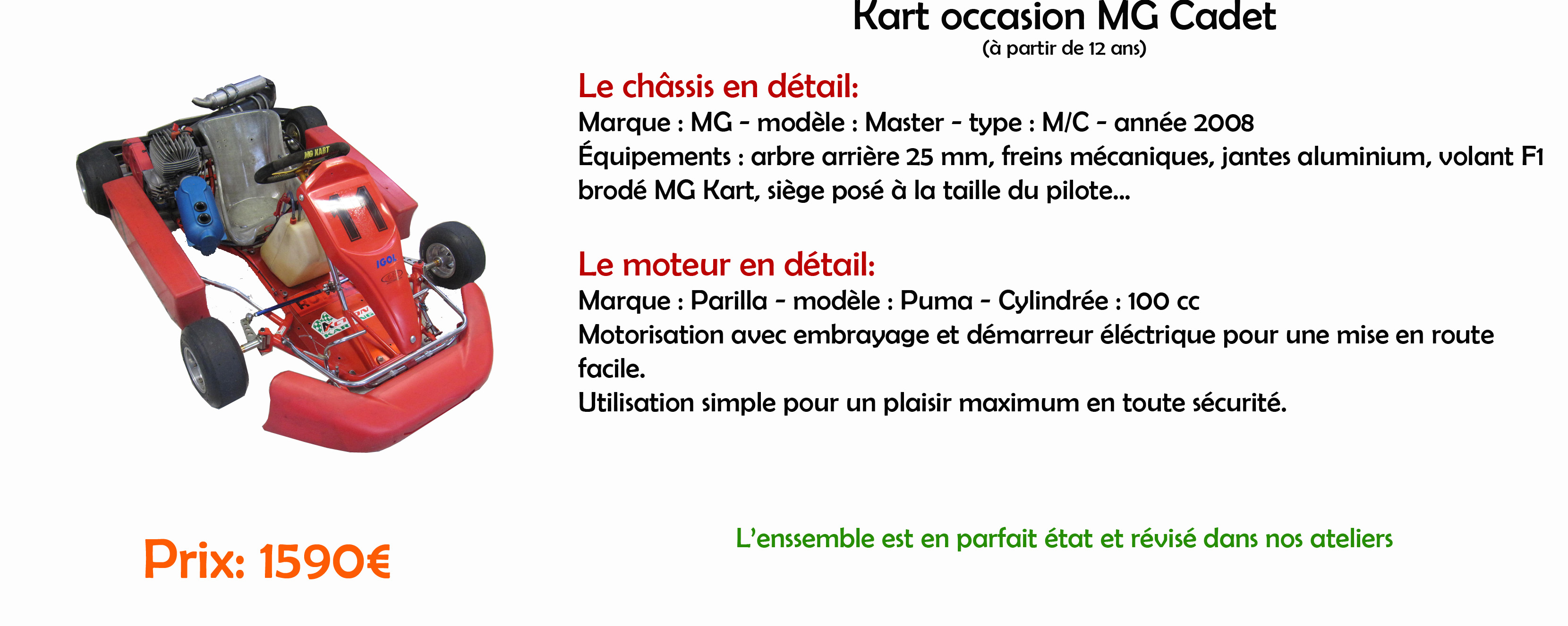 karting occasion mg cadet